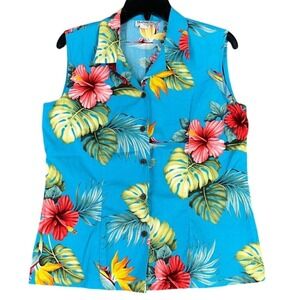 Vintage 90s Bishop St Made Hawaii‎ Hawaiian Shirt Womens M Camp Beachy